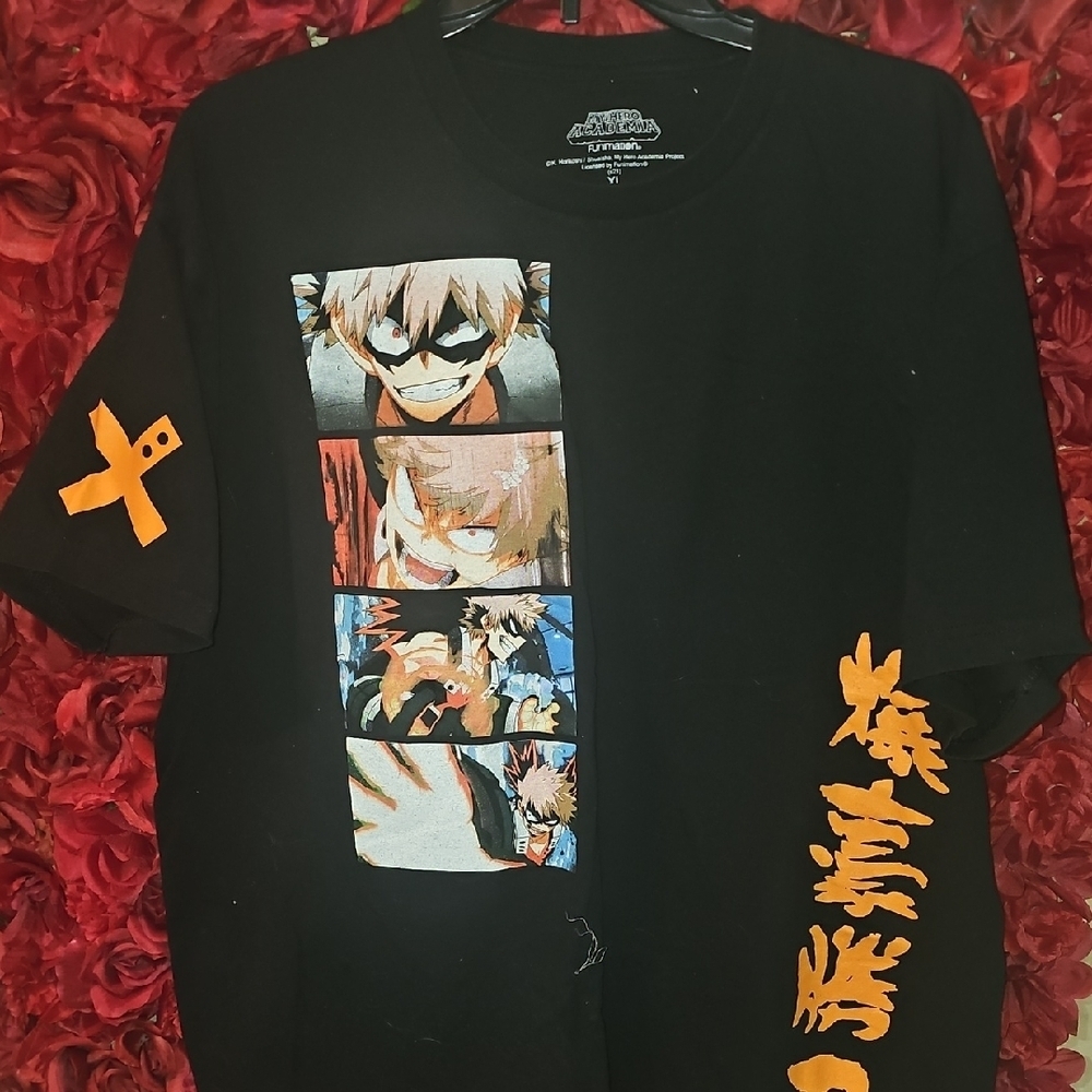 My Hero Academia Black Graphic T-Shirt Funimation K. Horikoshi Size XLarge